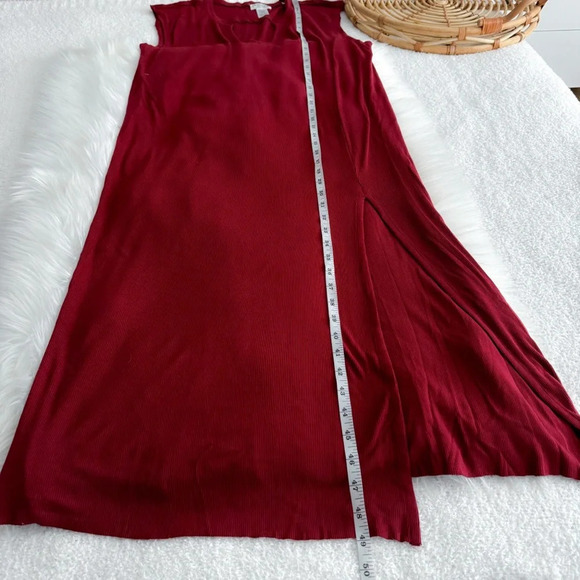 L Space Robyn Midi Dress Red Burgundy Slit Sleeveless Ribbed V-neck - Picture 11 of 12